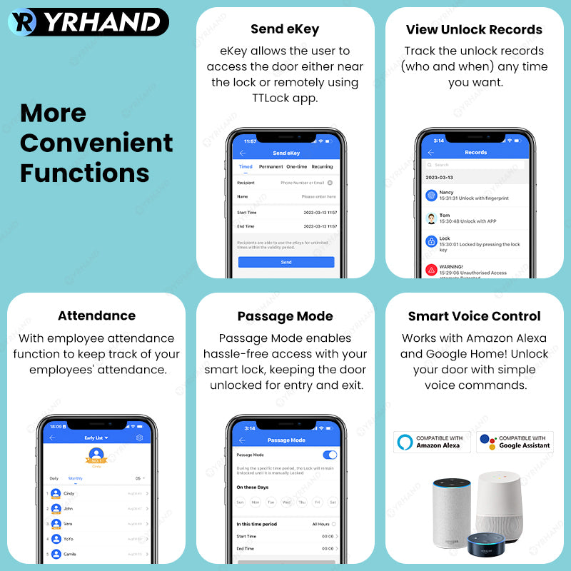 DG01-TTLock App Biometric Fingerprint Smart Door Lock,Adjustable handle direction,Electronic anti-lock Button,Password RFID Card Keyless Security Entry Electronic Smart Lock for Home Apartment