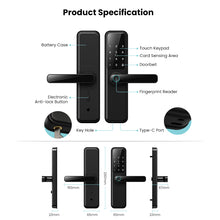 DG01-New Fingerprint Smart Door Lock with 4585 Mortise,5-in-1 Unlock Methods Keyless Door Lock, Secure Keyless Entry, Interchangeable Handles Left and Right,TTLock App Remote Control