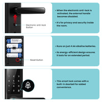 DG01-New Fingerprint Smart Door Lock with 4585 Mortise,5-in-1 Unlock Methods Keyless Door Lock, Secure Keyless Entry, Interchangeable Handles Left and Right,TTLock App Remote Control