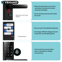 DG01-TTLock App Biometric Fingerprint Smart Door Lock,Adjustable handle direction,Electronic anti-lock Button,Password RFID Card Keyless Security Entry Electronic Smart Lock for Home Apartment