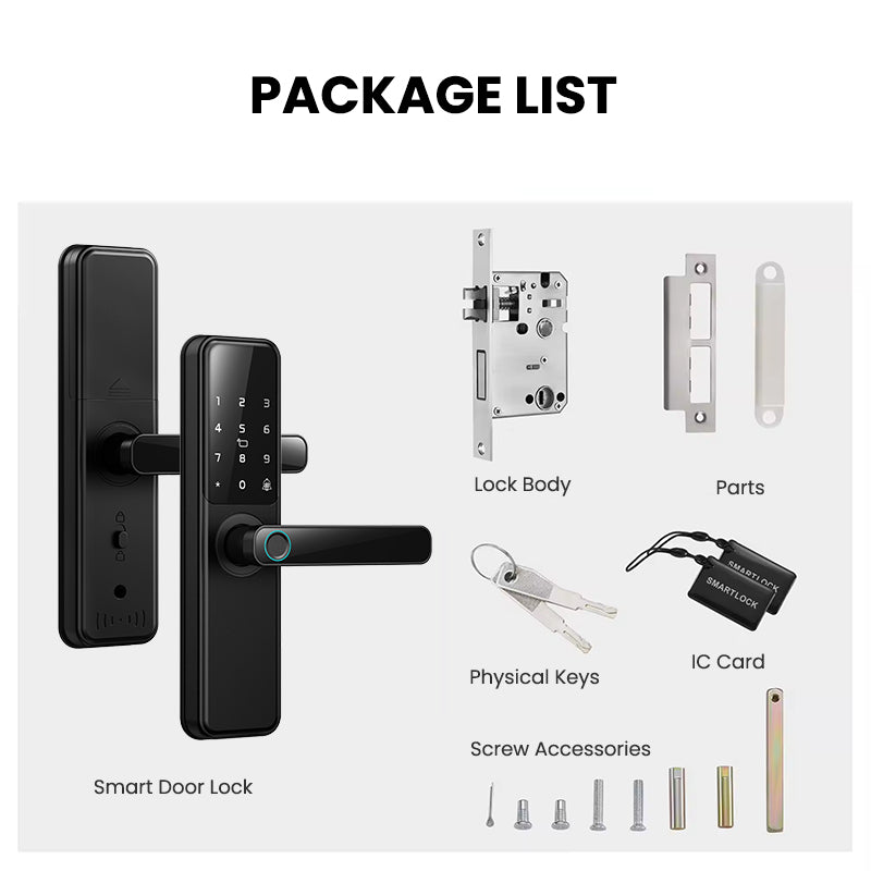 DG01-New Fingerprint Smart Door Lock with 4585 Mortise,5-in-1 Unlock Methods Keyless Door Lock, Secure Keyless Entry, Interchangeable Handles Left and Right,TTLock App Remote Control