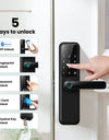 DG01-New Fingerprint Smart Door Lock with 4585 Mortise,5-in-1 Unlock Methods Keyless Door Lock, Secure Keyless Entry, Interchangeable Handles Left and Right,TTLock App Remote Control