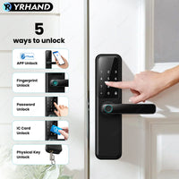 DG01-TTLock App Biometric Fingerprint Smart Door Lock,Adjustable handle direction,Electronic anti-lock Button,Password RFID Card Keyless Security Entry Electronic Smart Lock for Home Apartment