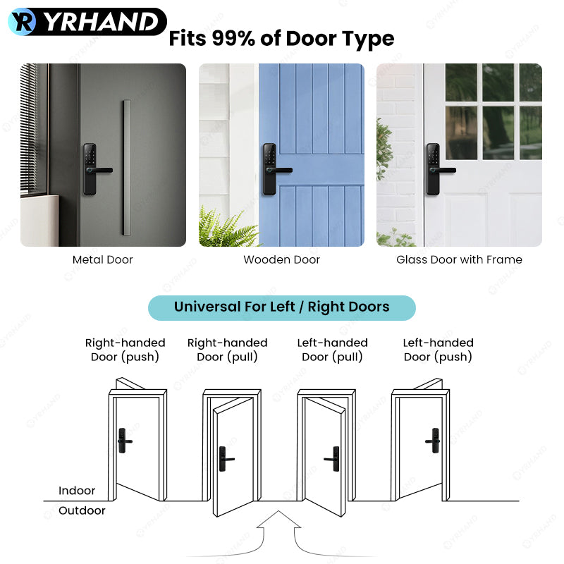 DG01-TTLock App Biometric Fingerprint Smart Door Lock,Adjustable handle direction,Electronic anti-lock Button,Password RFID Card Keyless Security Entry Electronic Smart Lock for Home Apartment