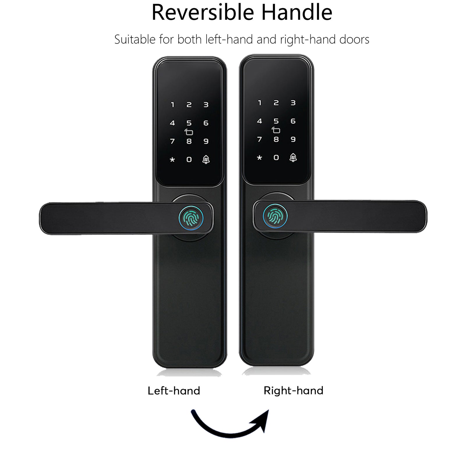 DG01-New TTLock App Biometric Smart Door Lock with Handle,Keyless Entry Door Lock,Electronic anti-lock Button,Adjustable Handle Direction, Fingerprint Smart Locks for Front Door