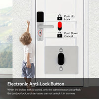 DG01-New TTLock App Biometric Smart Door Lock with Handle,Keyless Entry Door Lock,Electronic anti-lock Button,Adjustable Handle Direction, Fingerprint Smart Locks for Front Door