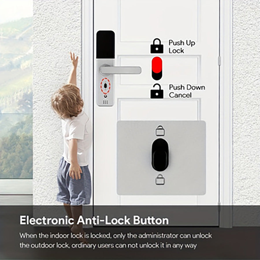 DG01-New Fingerprint Smart Door Lock with 4585 Mortise,5-in-1 Unlock Methods Keyless Door Lock, Secure Keyless Entry, Interchangeable Handles Left and Right,TTLock App Remote Control