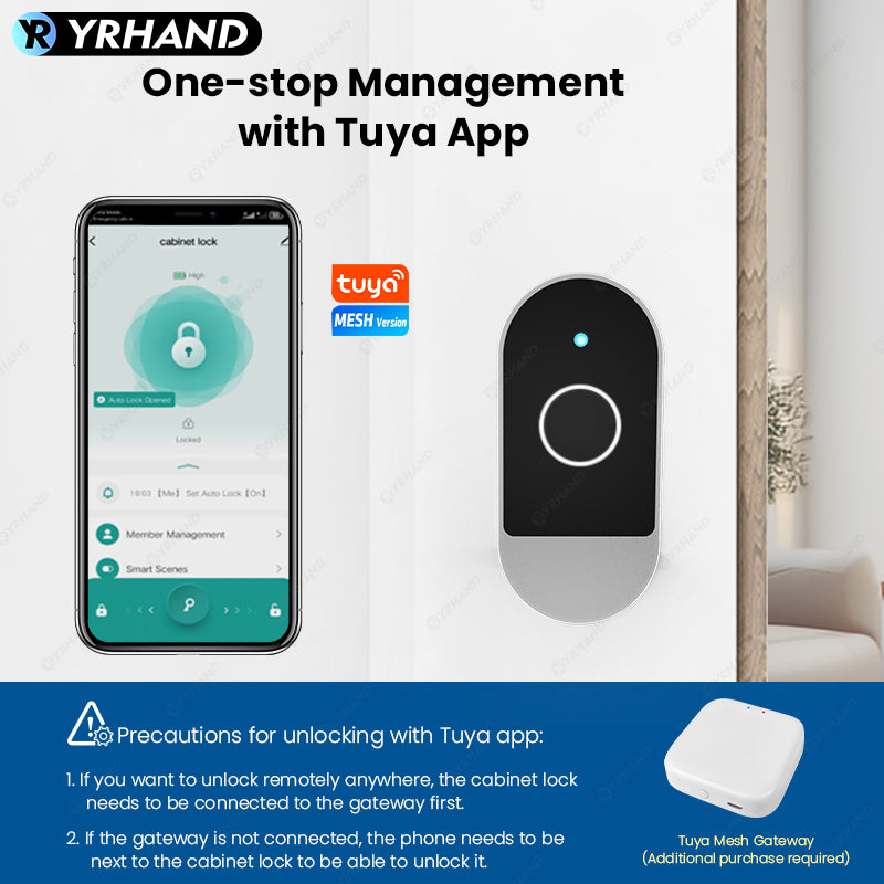 C100-Fingerprint Smart Cabinet Lock,TUYA App Biometric Keyless Entry Remote Access Drawer Filing Cabinet Furniture Cupboard Locks,Black