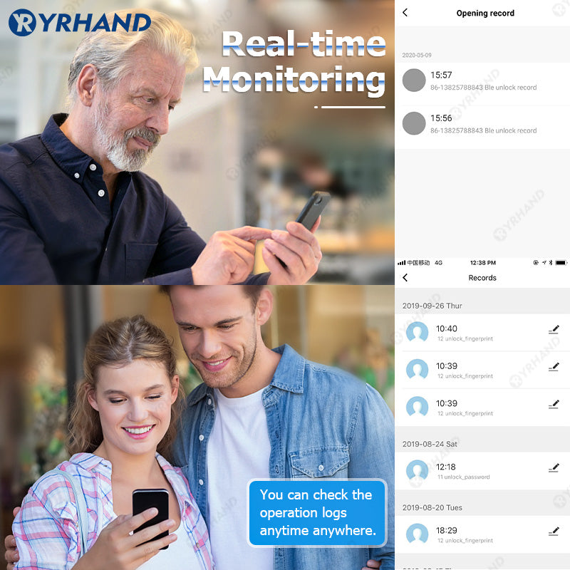 YRHAND H01 Tuya wifi App Unlock fechadura Biometric eletronica digital Waterpoof Fingerprint IC card Smart Door Lock for Home