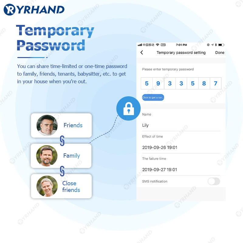 YRHAND H01 Tuya wifi App Unlock fechadura Biometric eletronica digital Waterpoof Fingerprint IC card Smart Door Lock for Home