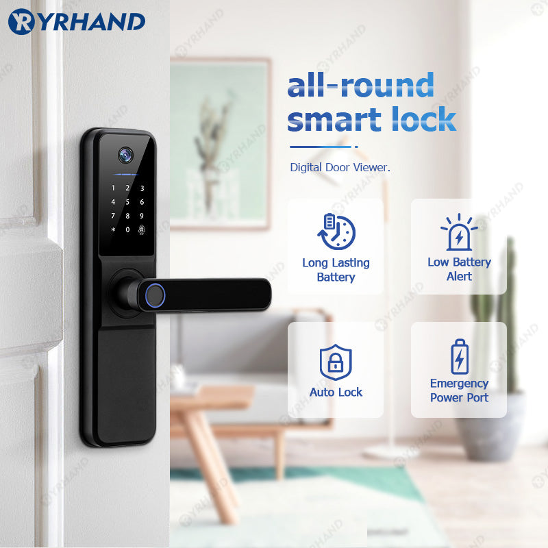 YRHAND H01PRO fechadura eletronica Tuya Wifi Digital Electronic Smart Door Lock With Biometric Camera Fingerprint IP66 Smart Lock