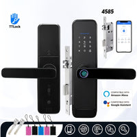 H03-Electronic Smart Door Lock, Intelligent Fingerprint Lock with standard Mortise 4585, Keyless Entry Door Lock with Handle, Code Door lock with Keypad, TTlock App Control