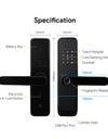 H03-Electronic Smart Door Lock, Intelligent Fingerprint Lock with standard Mortise 4585, Keyless Entry Door Lock with Handle, Code Door lock with Keypad, TTlock App Control