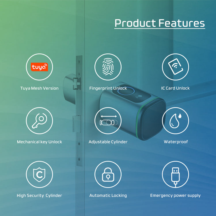 Euro Profile Lock Body Tuya APP Fingerprint Smart lock