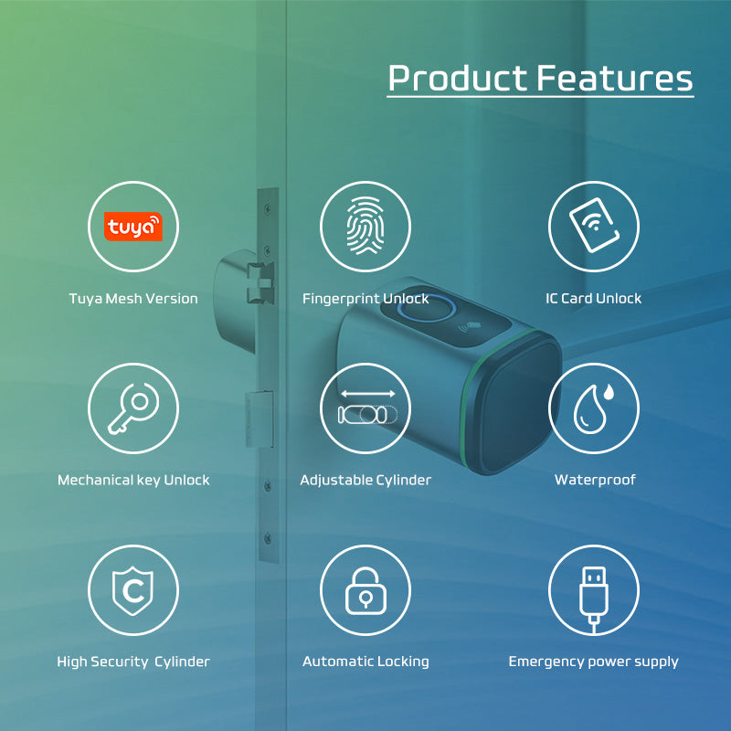 Euro Profile Lock Body Tuya APP Fingerprint Smart lock