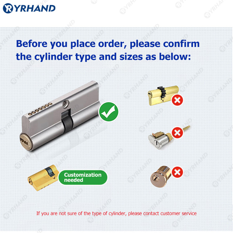 K1P-YRHAND Cylinder Electronic Smart Door Lock FRID Card Digital Password Keyless Security Entry Smart Lock Tuya App Control