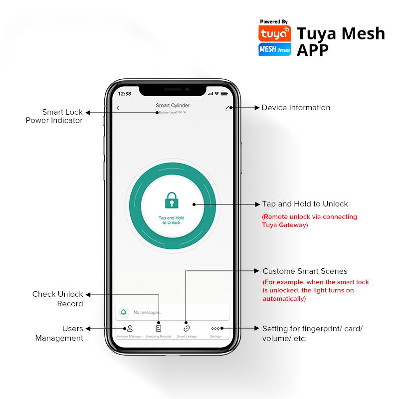 Euro Profile Lock Body Tuya APP Fingerprint Smart lock