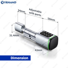 K1P-YRHAND Cylinder Electronic Smart Door Lock FRID Card Digital Password Keyless Security Entry Smart Lock Tuya App Control