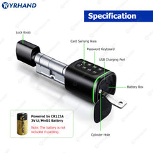 K1P-YRHAND Cylinder Electronic Smart Door Lock FRID Card Digital Password Keyless Security Entry Smart Lock Tuya App Control