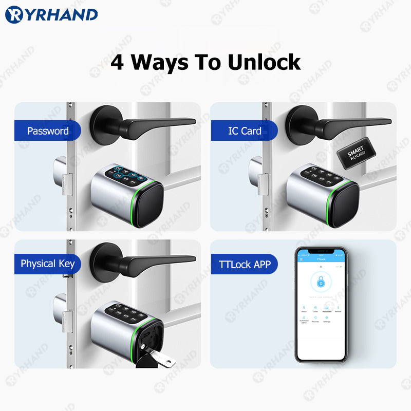 K1P-New Adjustable Replacement Electronic Door lock Digital Password Keypad FRID Card Keyless Smart Cylinder Lock TTLock App Remote Control