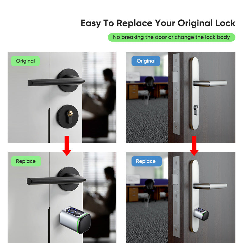 K1F-YRHAND New Adjustable Replacement Fingerprint Electronic Door lock FRID Card Keyless Smart Cylinder Lock TTlock App Remote Control