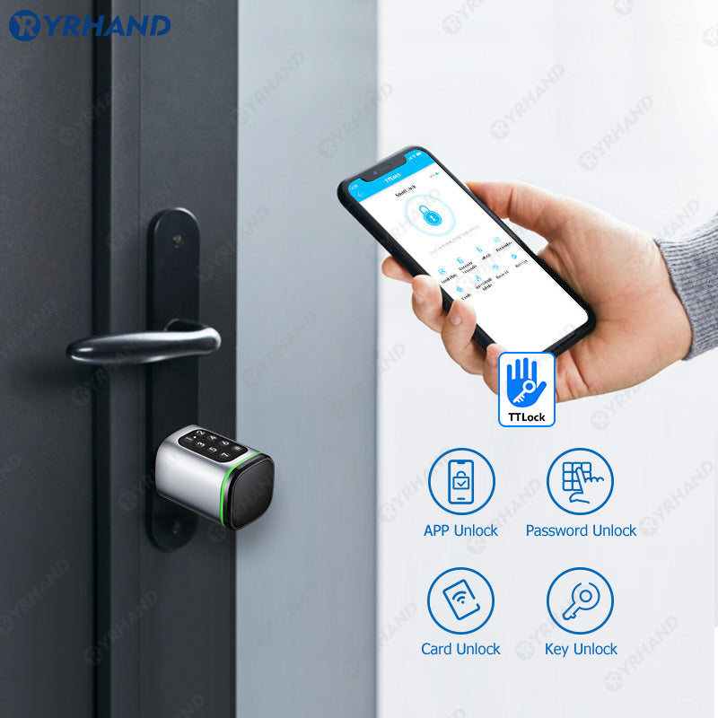 K1P-New Adjustable Replacement Electronic Door lock Digital Password Keypad FRID Card Keyless Smart Cylinder Lock TTLock App Remote Control