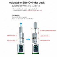 K1F-YRHAND New Adjustable Replacement Fingerprint Electronic Door lock FRID Card Keyless Smart Cylinder Lock TTlock App Remote Control