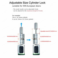 K1P-New Adjustable Replacement Electronic Door lock Digital Password Keypad FRID Card Keyless Smart Cylinder Lock TTLock App Remote Control