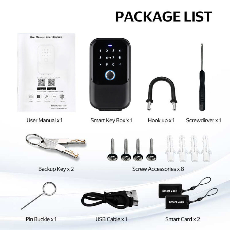 K5-YRHAND Smart Lock Box,Wireless Smart Key Lockbox with TUYA APP Control,Fingerprint, Manual Keys, Access Card,Passcodes Unlock, IPX5 ,Bluetooth Key Box for Home & Office & Garage