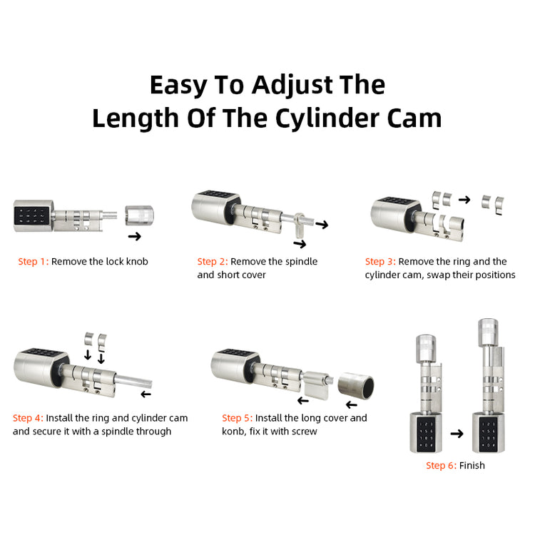 Cylinder Electronic Smart Door Lock Tuya APP