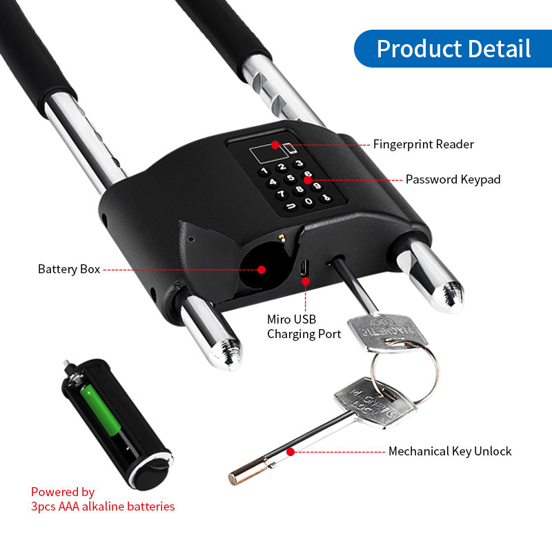 Tuya Smart glass Waterproof U-shaped door lock