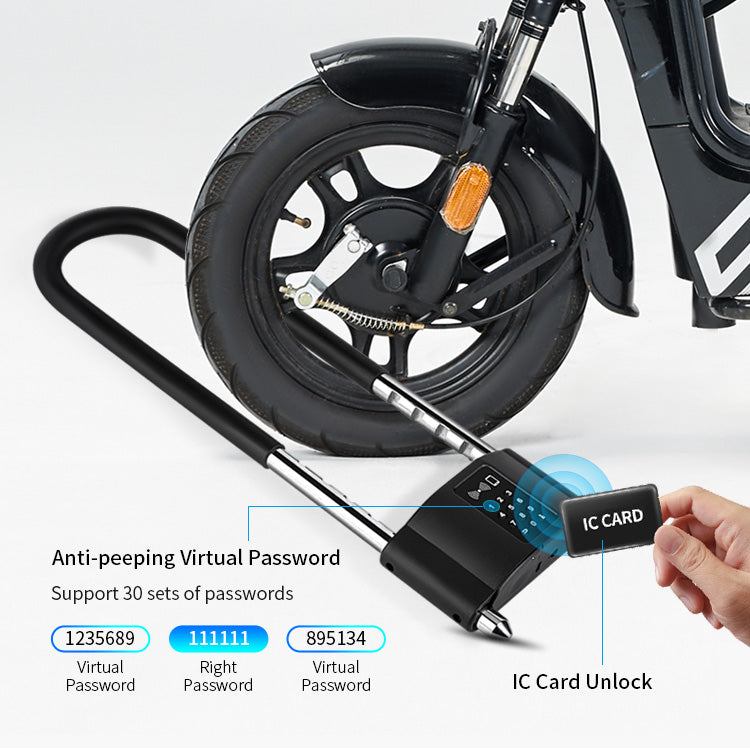 Waterproof code cardable smart U-shaped door lock