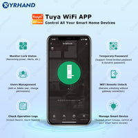 R7DM-Fingerprint Door Lock Tuya App Remote Control, Keyless Electronic Smart Rim Door Lock With IC Card Digital Password Key Unlock