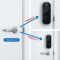 R5-Keyless Smart Door Lock TTLock App Electric Rim Lock Biometrics Fingerprint Door Lock with IC Card / Password Key Unlock