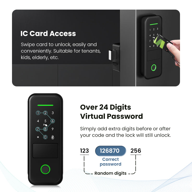 R7-TTLock App Biometric Electronic Rim Lock,TTLock App Outdoor Garden Smart Door Lock With Fingerprint Password RFID Card Unlock