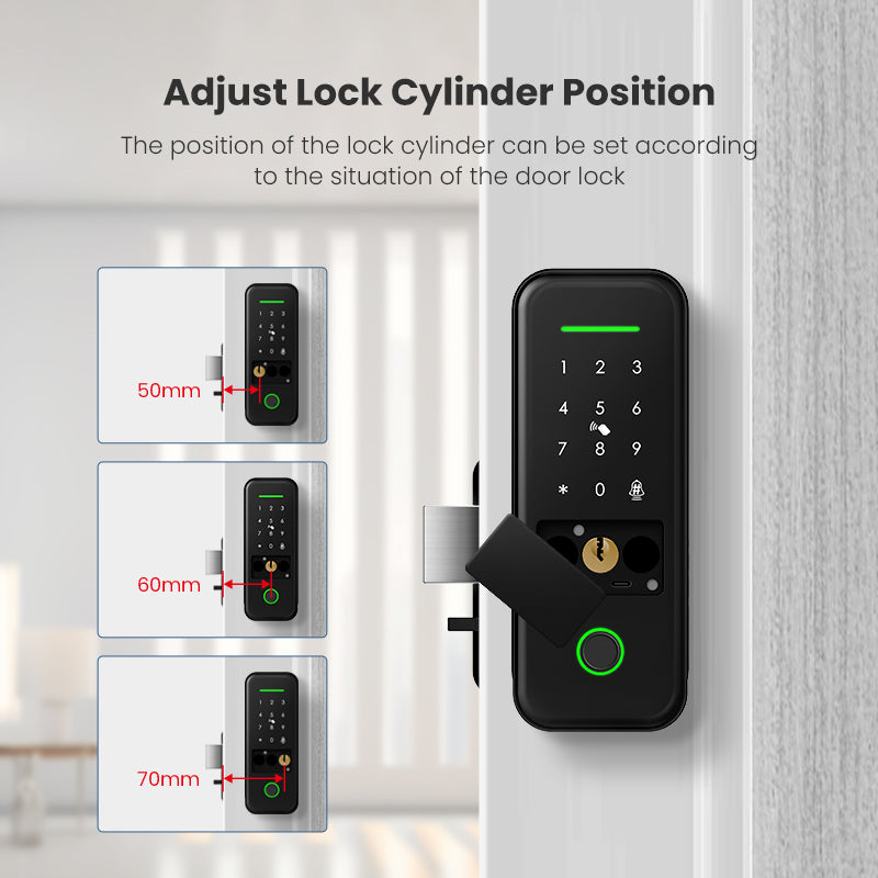R7-TTLock App Biometric Electronic Rim Lock,TTLock App Outdoor Garden Smart Door Lock With Fingerprint Password RFID Card Unlock