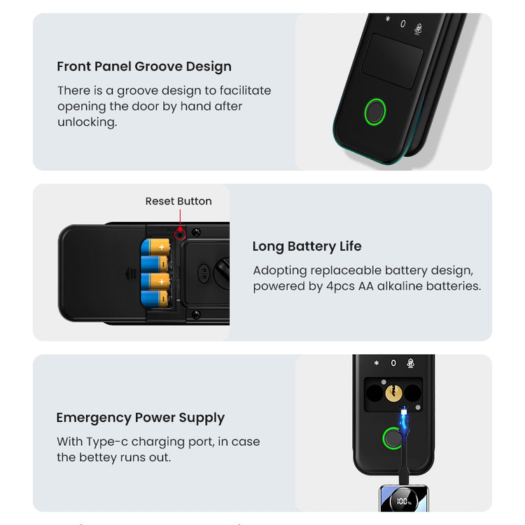 R7-TTLock App Biometric Electronic Rim Lock,TTLock App Outdoor Garden Smart Door Lock With Fingerprint Password RFID Card Unlock