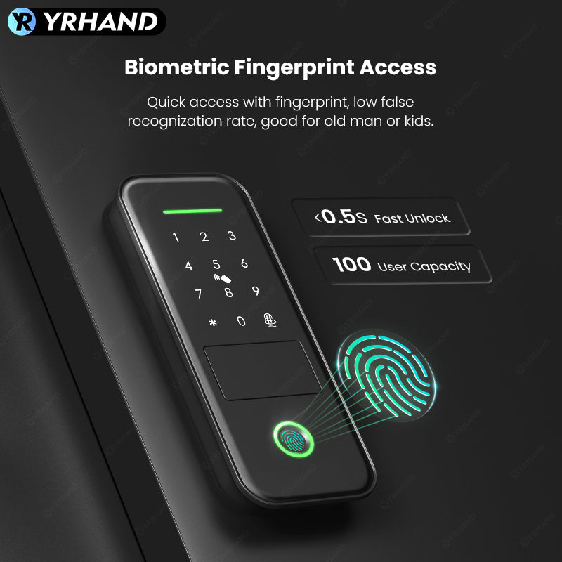 R7-Fingerprint Smart Lock TUYA App Remote Control, Keypad Code, RFID Card, Keyless Entry,Electronic Rim Lock for Home Security