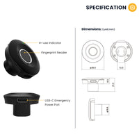 S102-YRHAND Fingerprint Cabinet Lock, Smart Cabinet Lock,Keyless Fingerprint Lock for Home, Office, Cabinets, Furniture