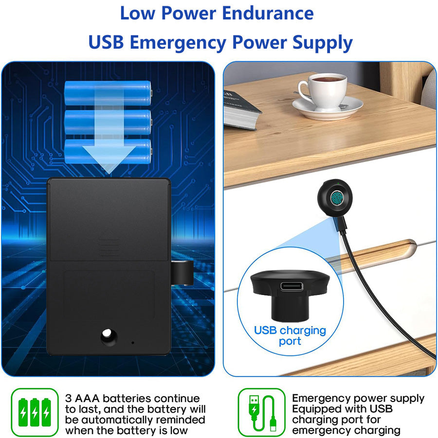 S102-YRHAND Fingerprint Cabinet Lock, Smart Cabinet Lock,Keyless Fingerprint Lock for Home, Office, Cabinets, Furniture