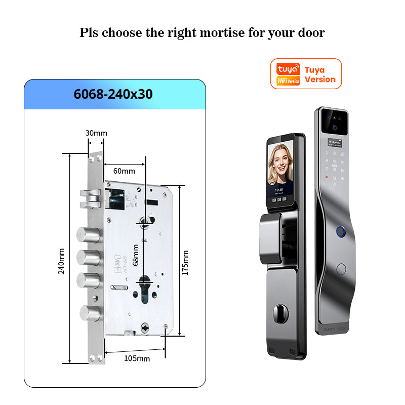 YRHAND F7 Tuya Smart Door Lock ｜3D Face Recognition + 2K Camera + Fingerprint｜Works with Google/Alexa/Security Camera
