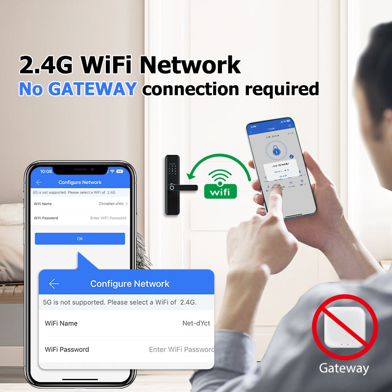X6-TTlock WIFI Biometric Fingerprint Door Lock with 4585 Mortise,Intelligent Anti-Theft Lock,Electronic Smart Door Lock with RFID Card/ Password/ Key Unock