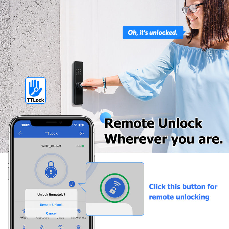 X6-TTlock WIFI Biometric Fingerprint Door Lock with 4585 Mortise,Intelligent Anti-Theft Lock,Electronic Smart Door Lock with RFID Card/ Password/ Key Unock