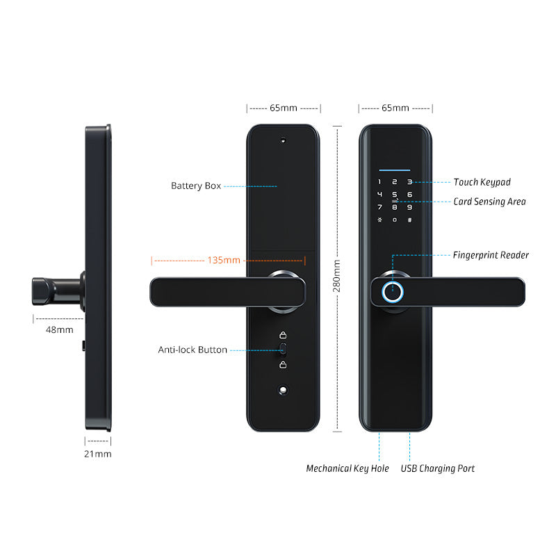 X6-TTlock WIFI Biometric Fingerprint Door Lock with 4585 Mortise,Intelligent Anti-Theft Lock,Electronic Smart Door Lock with RFID Card/ Password/ Key Unock