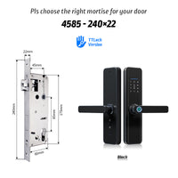 X6-TTlock WIFI Biometric Fingerprint Door Lock with 4585 Mortise,Intelligent Anti-Theft Lock,Electronic Smart Door Lock with RFID Card/ Password/ Key Unock
