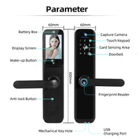 X9PRO-TUYA Wi-Fi App Fingerprint Smart Door Lock with Camera,Keyless Entry Door Lock with 4585 Mortise with 5-in-1 Unlock Methods,for Home,Office,Apartment