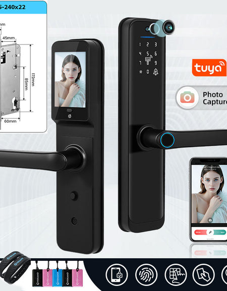 X9PRO-TUYA Wi-Fi App Fingerprint Smart Door Lock with Camera,Keyless Entry Door Lock with 4585 Mortise with 5-in-1 Unlock Methods,for Home,Office,Apartment