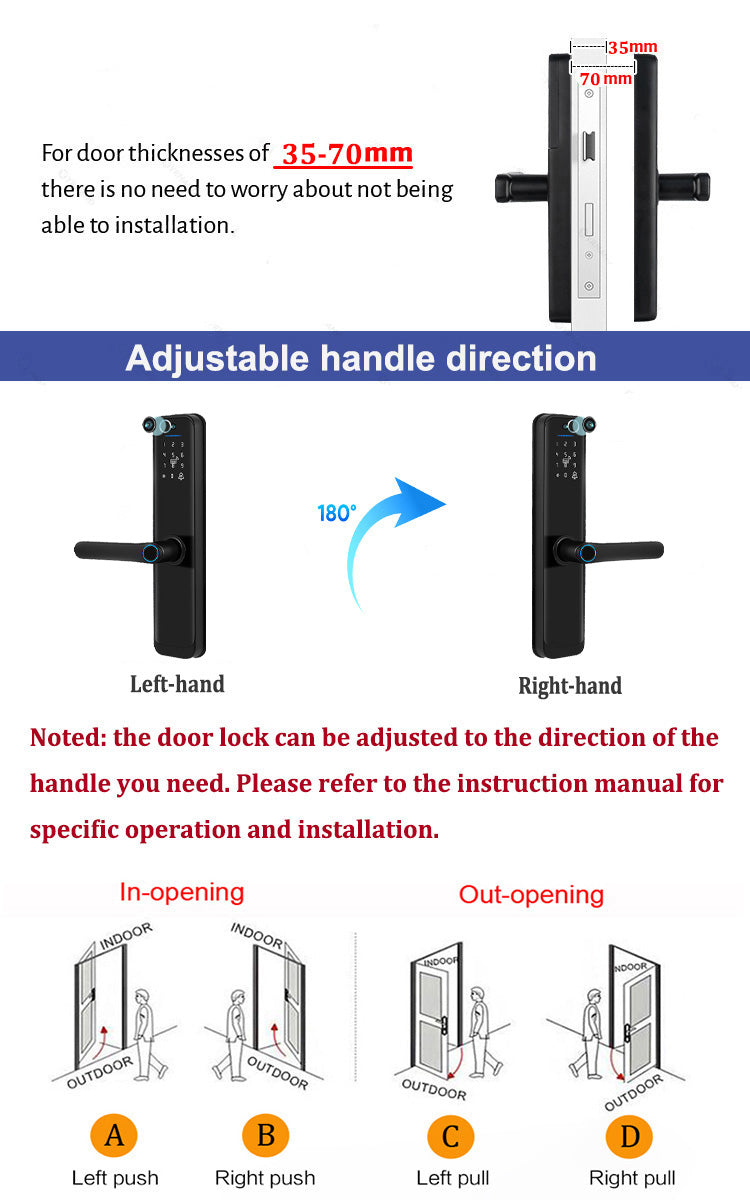 X9PRO-TUYA Wi-Fi App Fingerprint Smart Door Lock with Camera,Keyless Entry Door Lock with 4585 Mortise with 5-in-1 Unlock Methods,for Home,Office,Apartment