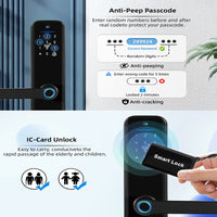 X9PRO-TUYA Wi-Fi App Fingerprint Smart Door Lock with Camera,Keyless Entry Door Lock with 4585 Mortise with 5-in-1 Unlock Methods,for Home,Office,Apartment
