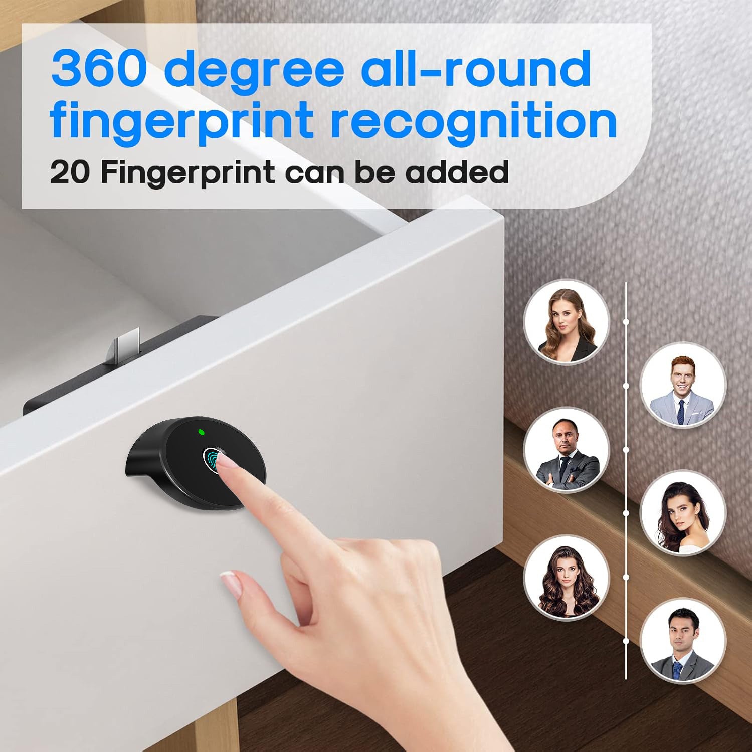 C200-Fingerprint Cabinet Lock for Home / Office,Smart Biometric Keyless Hidden File Drawer Wardrobe Lock, Anti-theft Electronic Cabinet Locks for Liquor Cabinet Locker Drawer Cupboard Desk